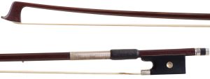 A silver-mounted violin bow by August Rau, Germany — head and frog