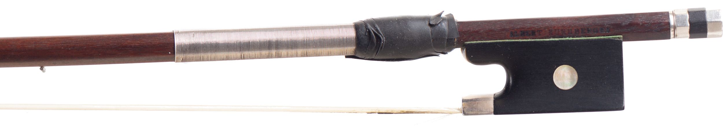 A silver-mounted violin bow by Albert Nürnberger, Germany — frog