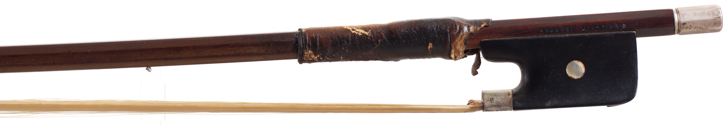 A silver-mounted cello bow by R. Weichold, Germany — frog