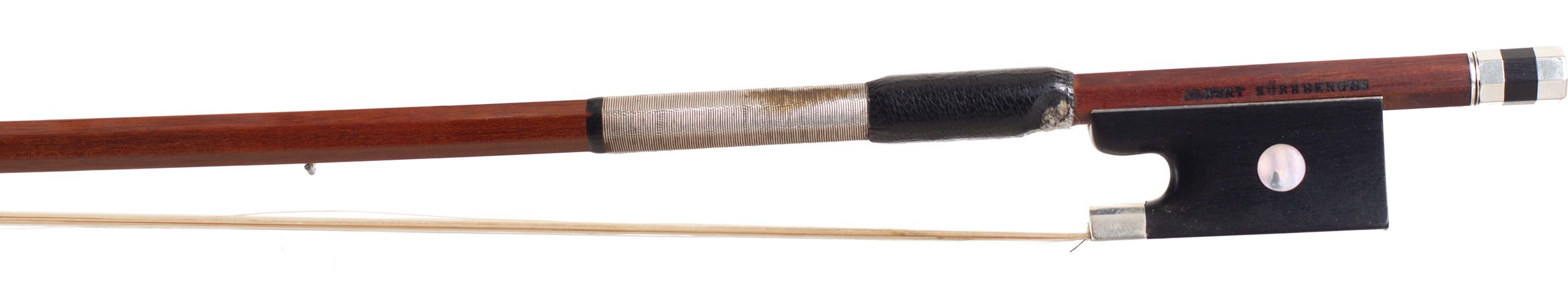 A silver-mounted violin bow by Albert Nürnberger, Germany — frog