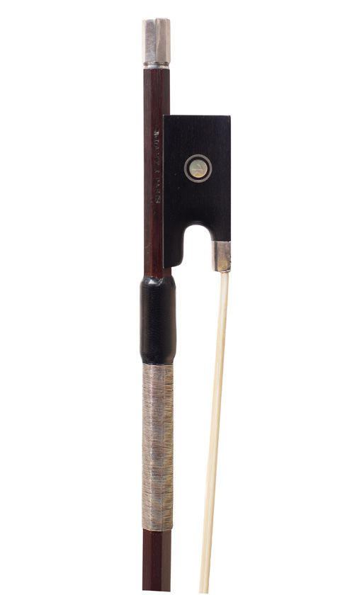 A silver-mounted violin bow by Alfred Lamy, France, circa 1900 — frog detail