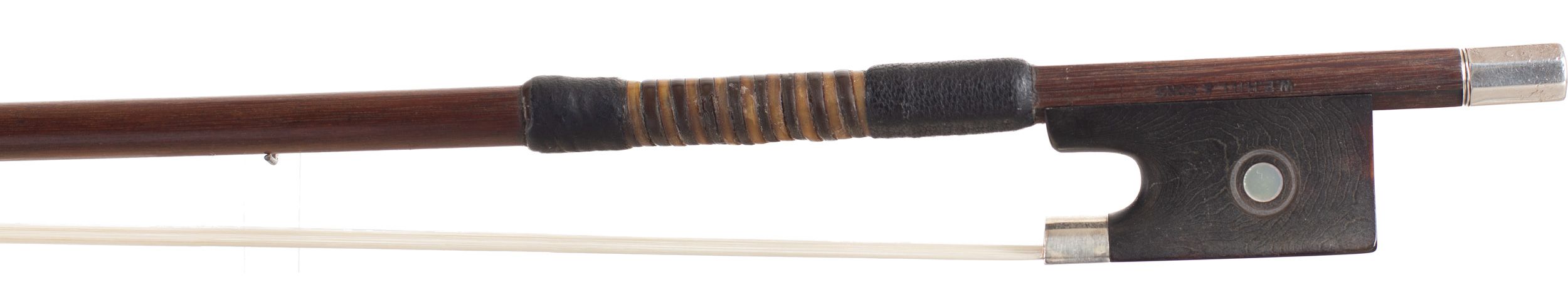 A silver-mounted viola bow by W. E. Hill & Sons, England — frog