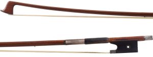 A silver-mounted violin bow by August Rau, Germany — head and frog