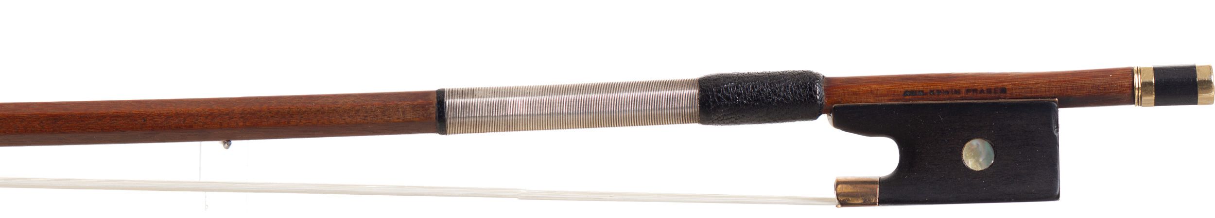 A gold-mounted violin bow by August Edwin Prager, Germany — frog