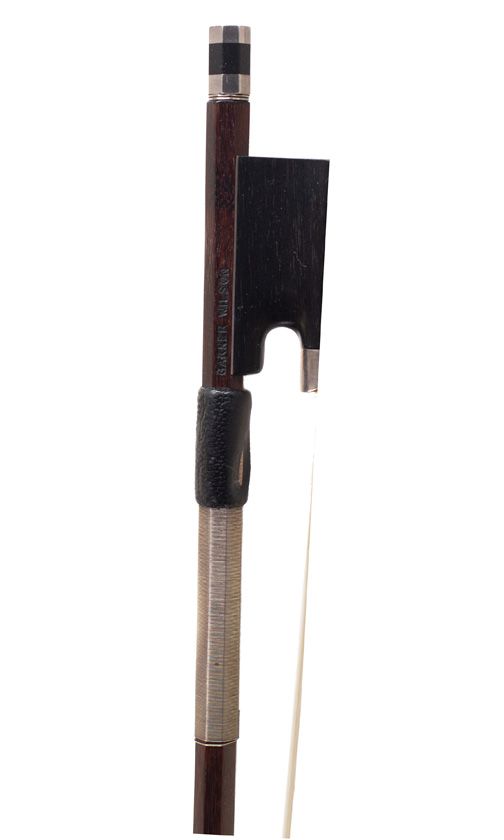 A silver-mounted violin bow by Garner Wilson, England — frog detail