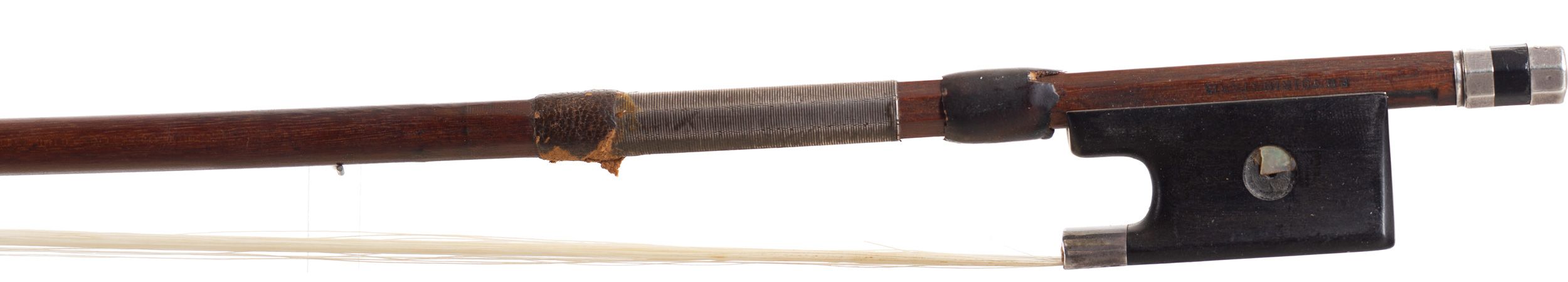A silver-mounted cello bow by F. N. Voirin, France — frog