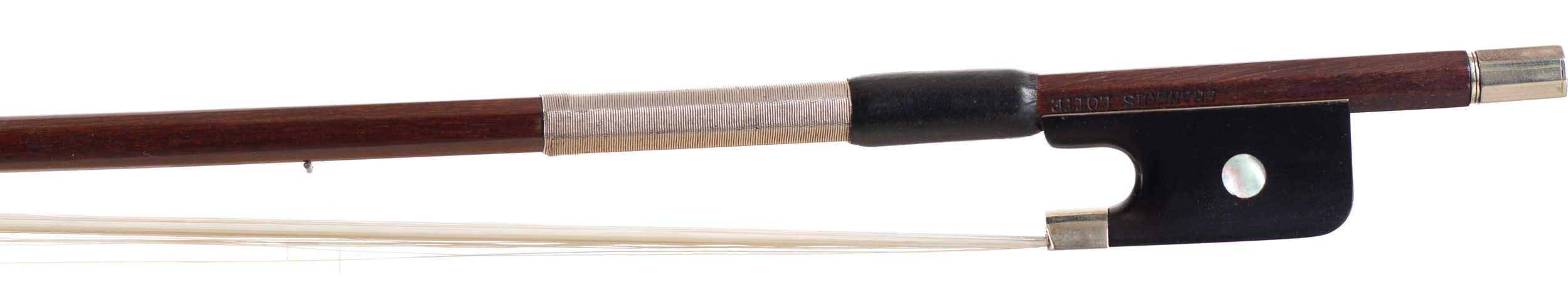 A silver-mounted violin bow by Francois Lotte, France — frog