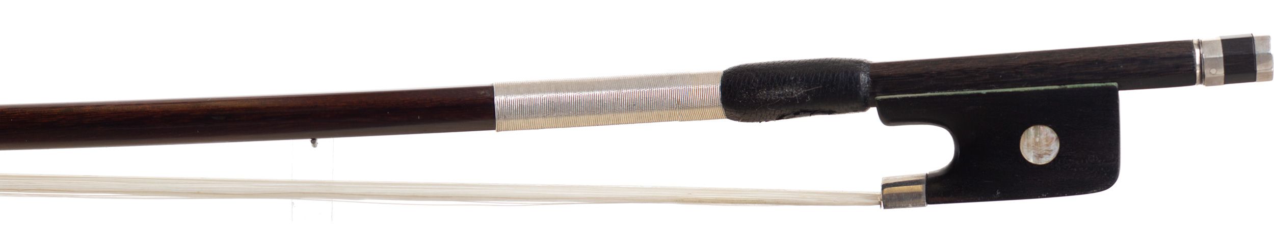 A silver-mounted viola bow by William Tubbs, England — frog