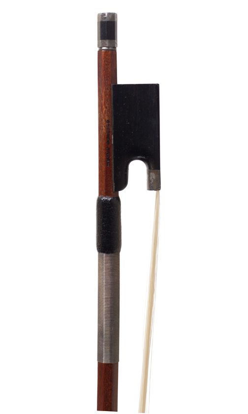 A silver-mounted violin bow by Heinz Dölling, Germany — frog detail