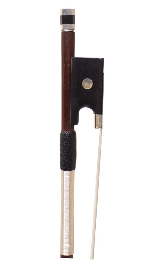 A silver-mounted violin bow by Charles-Nicolas Bazin, Mirecourt — frog detail