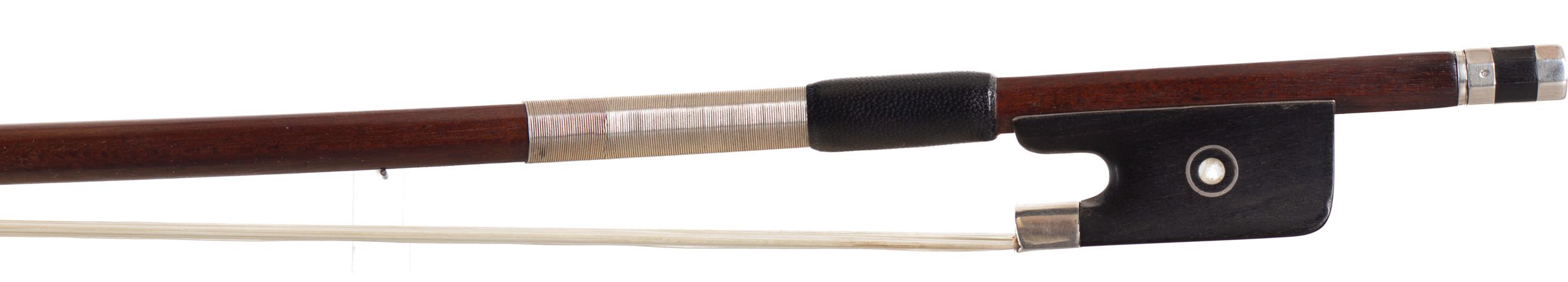 A silver-mounted cello bow by François Lotte, France — frog