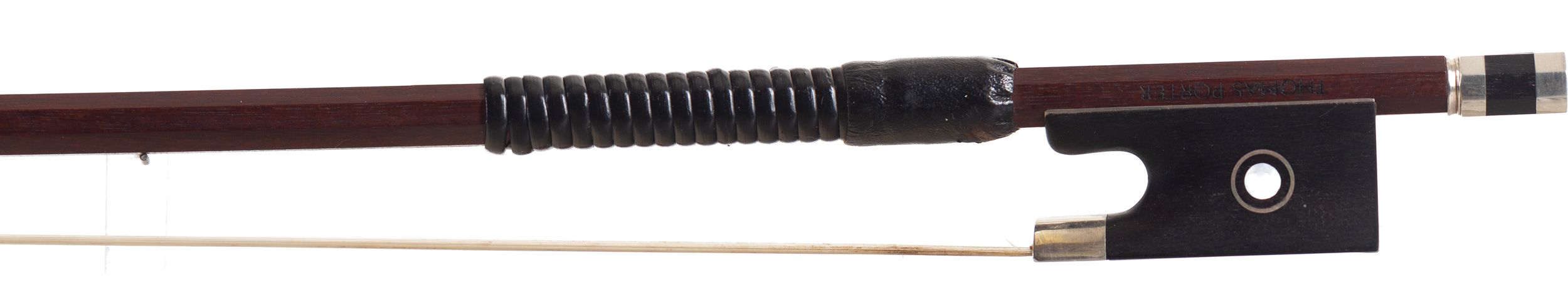 A silver-mounted violin bow by Thomas Porter, England — frog