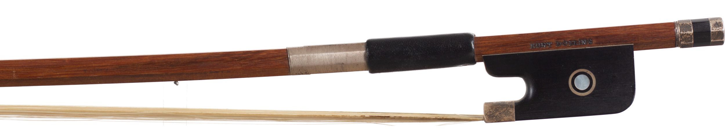 A silver-mounted cello bow by Kurt Dolling, Germany — frog