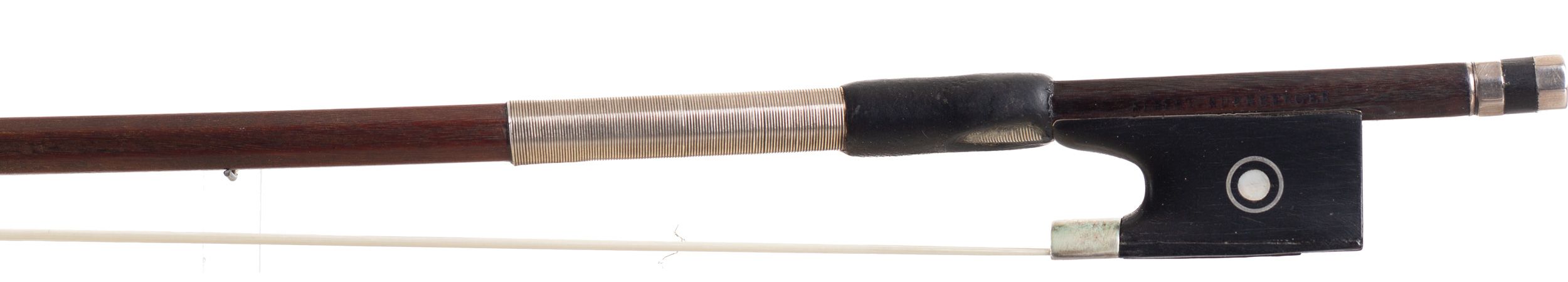 A silver-mounted violin bow by Albert Nürnberger, Germany — frog