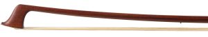 A silver-mounted cello bow by Hart & Sons, England — head and frog