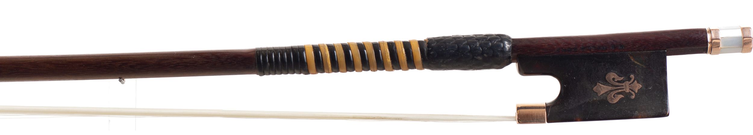 A gold-mounted violin bow by W. E. Hill & Sons, London — frog