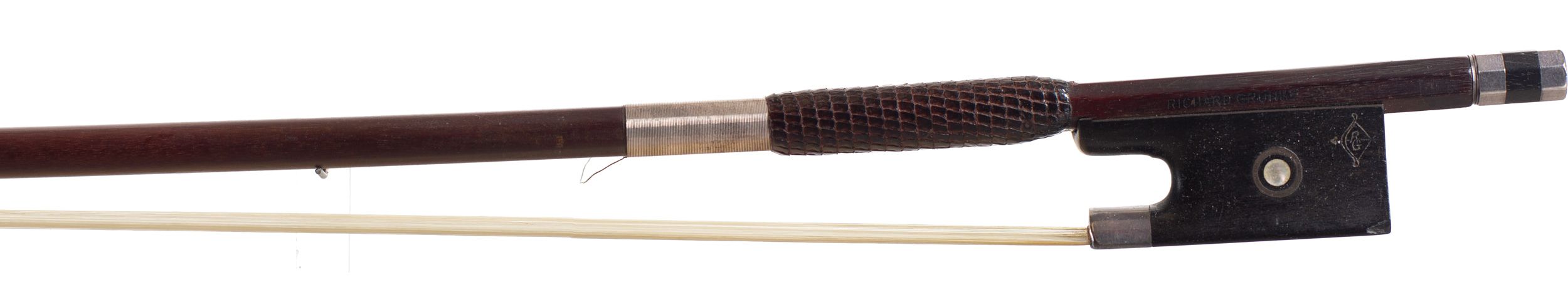 A silver-mounted violin bow by Richard Grunke, Germany — frog