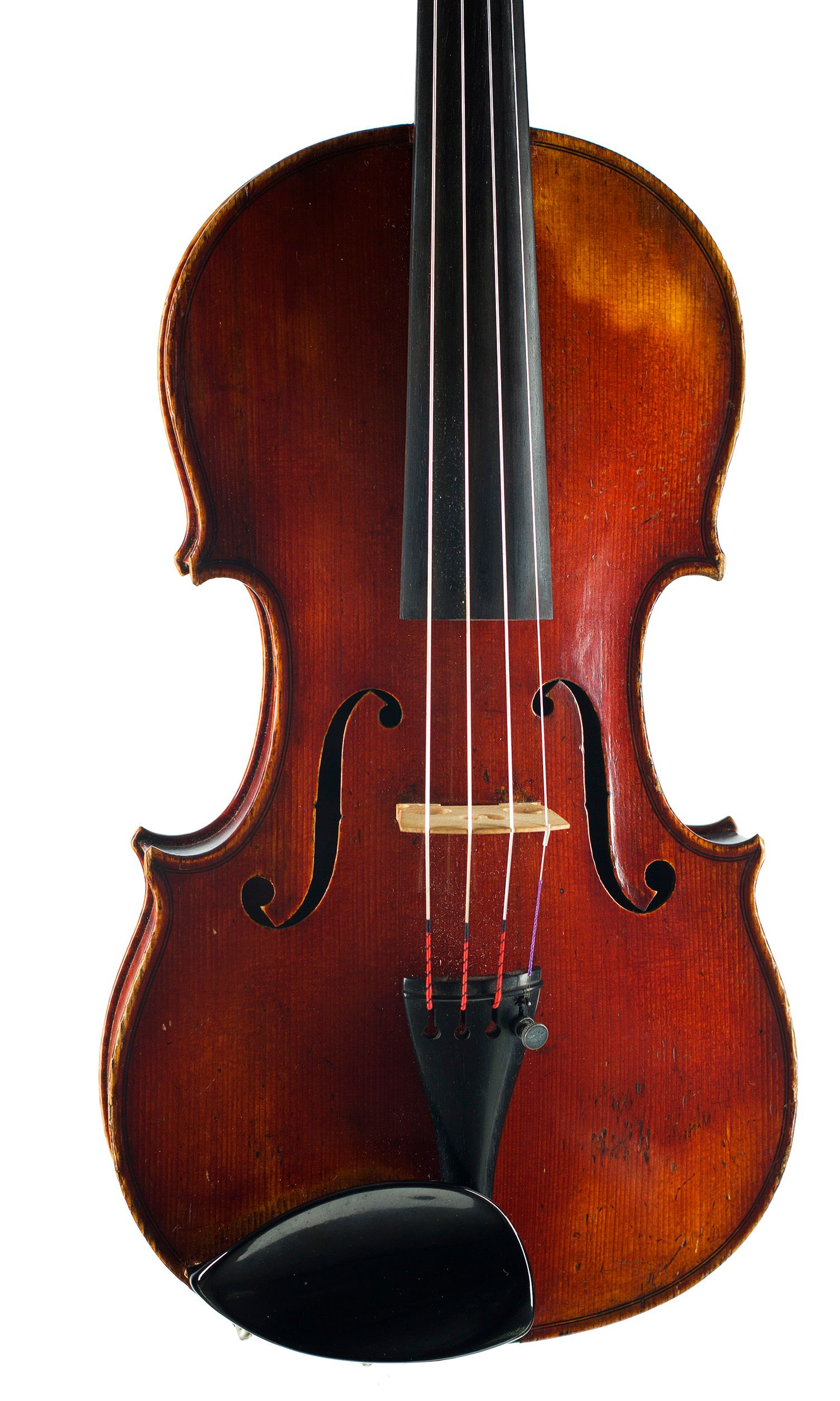 Violin, Workshop of Bernardel, France, circa 1870 — angled view, 10°