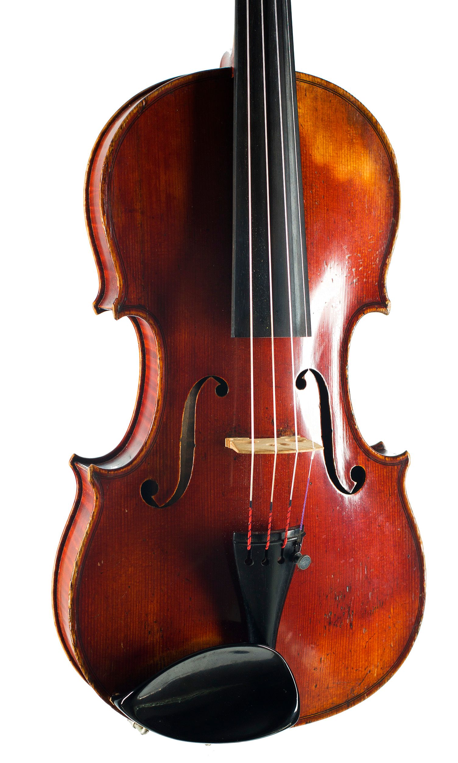 Violin, Workshop of Bernardel, France, circa 1870 — angled view, 20°