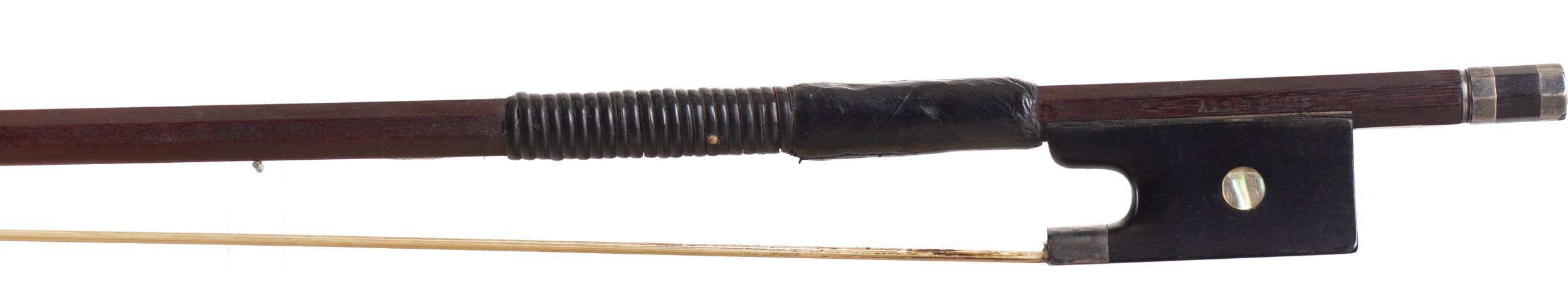 A silver-mounted violin bow by Albin Hums, Germany — frog