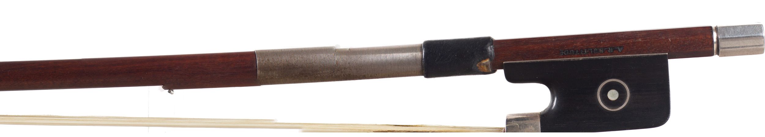 A silver-mounted cello bow by Arthur Richard Bultitude, England — frog