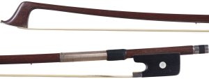 A silver-mounted cello bow by Albin Hums, Germany — head and frog