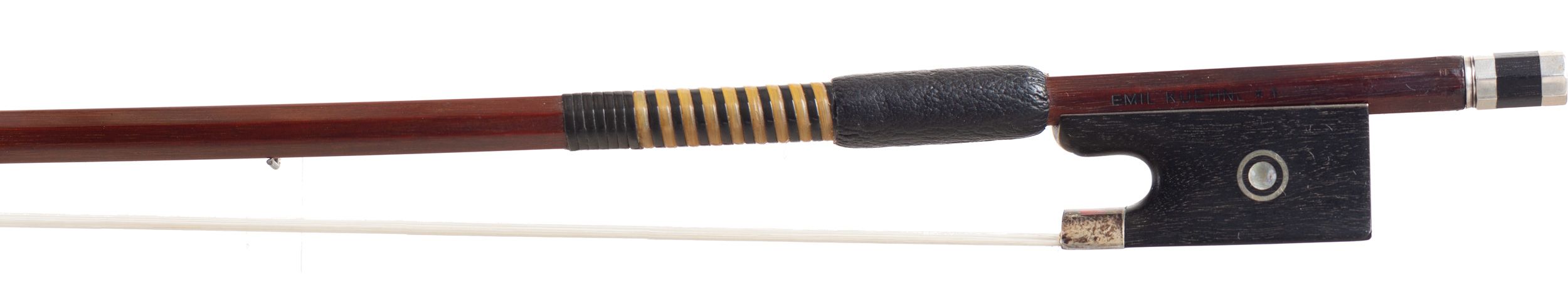 A silver-mounted violin bow by Emil Kuehnl, Germany — frog