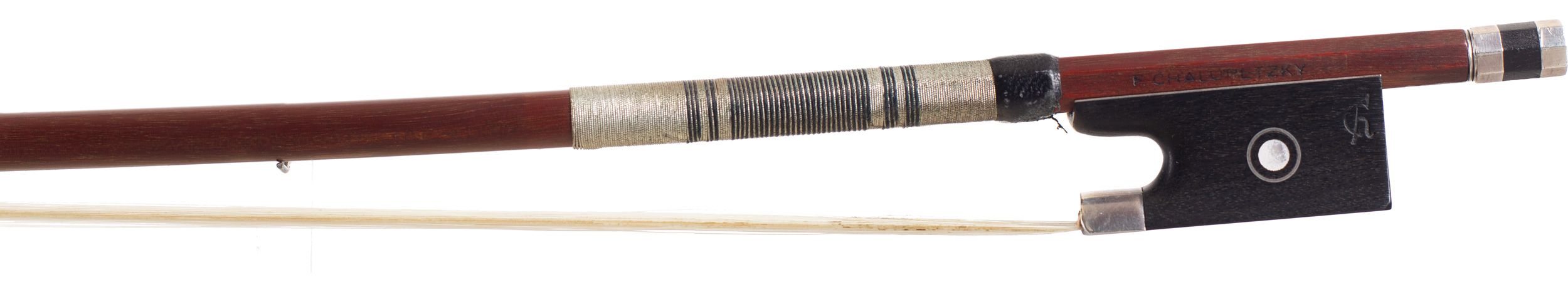 A silver-mounted violin bow by F. Chalupetzky — frog