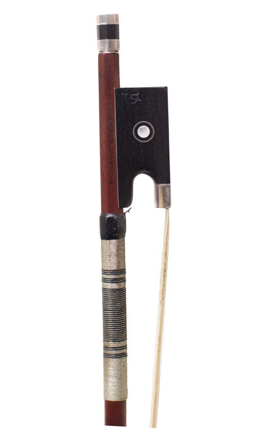 A silver-mounted violin bow by F. Chalupetzky — frog detail