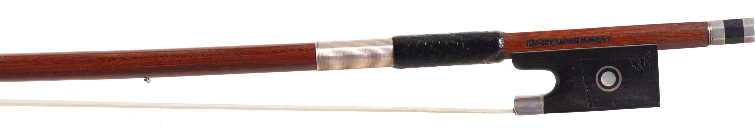 A silver-mounted violin bow by F. Chalupetzky — frog
