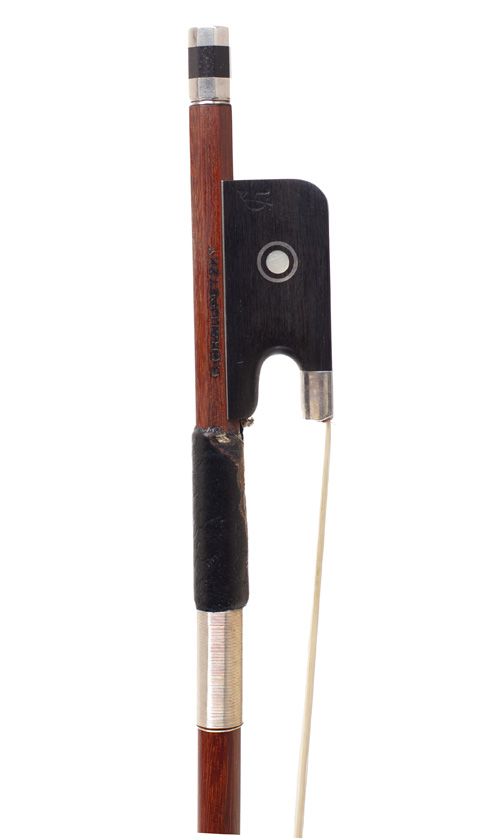 A silver-mounted viola bow by F. Chalupetzky — frog detail
