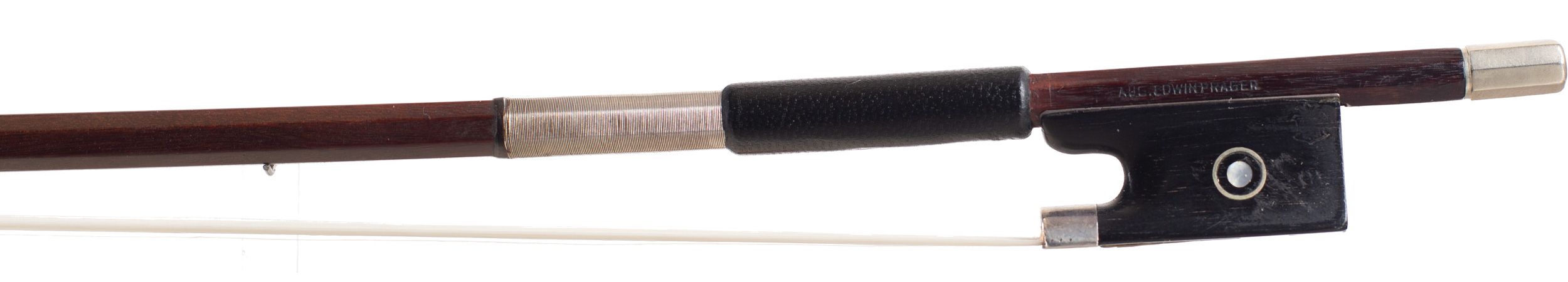 A silver-mounted violin bow by August Edwin Prager, Germany — frog