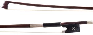 A silver-mounted violin bow by August Edwin Prager, Germany — head and frog