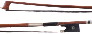 A silver-mounted violin bow by Gerhard Renz, Germany — head and frog