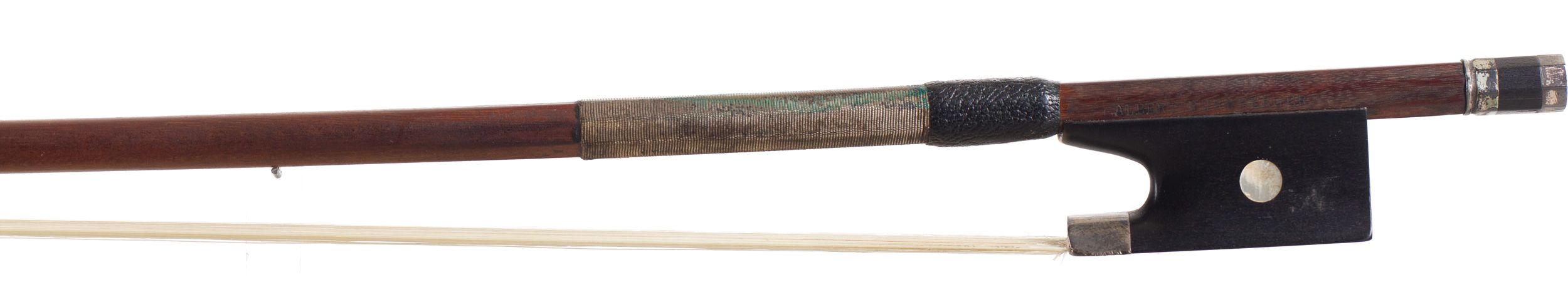A silver-mounted violin bow by Albert Nürnberger, Germany — frog