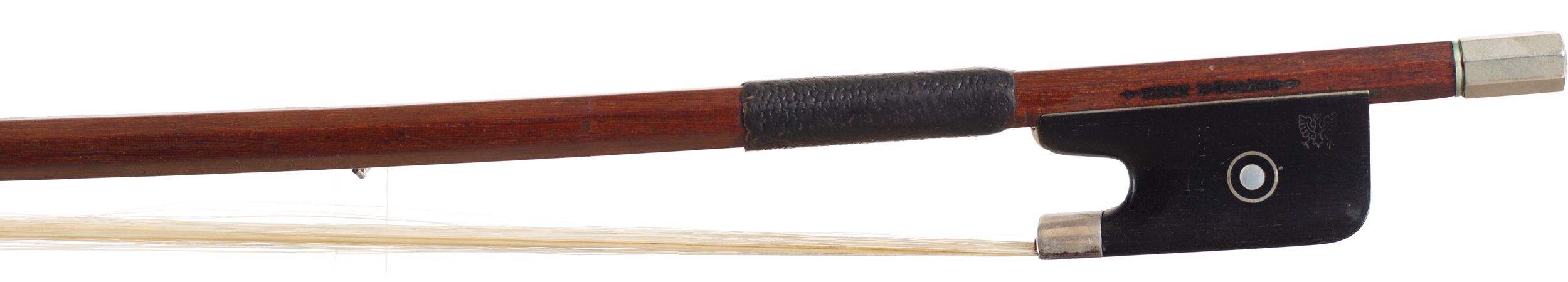 A silver-mounted cello bow by Kurt Dölling, Germany — frog