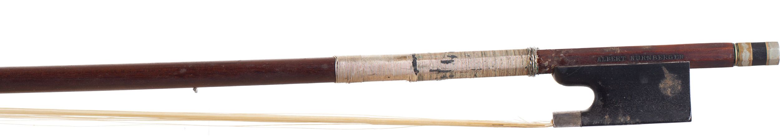 A silver-mounted violin bow by Albert Nürnberger, Germany — frog