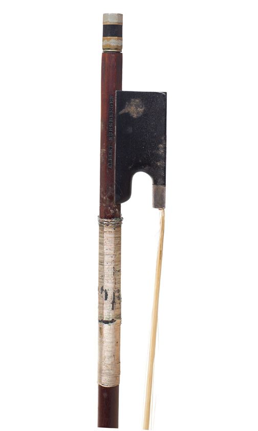 A silver-mounted violin bow by Albert Nürnberger, Germany — frog detail