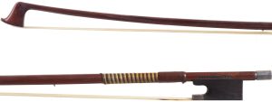 A silver-mounted violin bow by Otto Dürrschmidt, Germany — head and frog