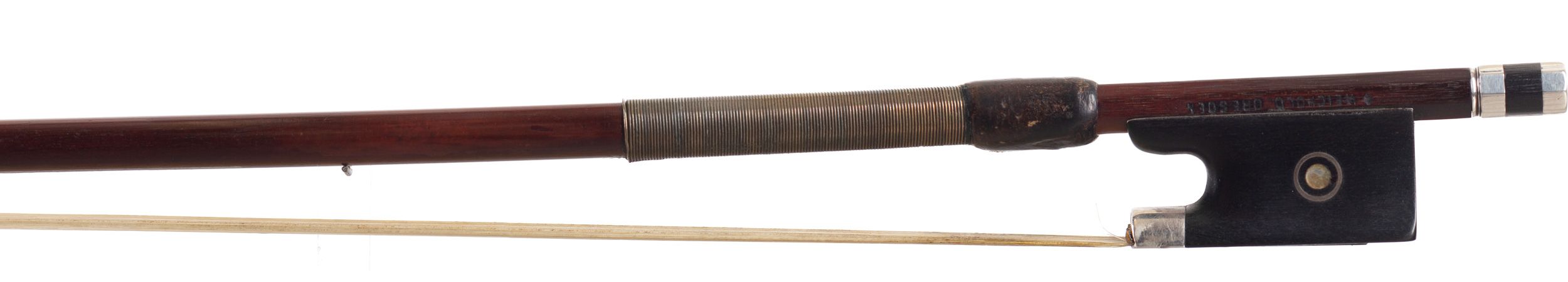 A silver-mounted violin bow by Richard Weichold, Germany — frog