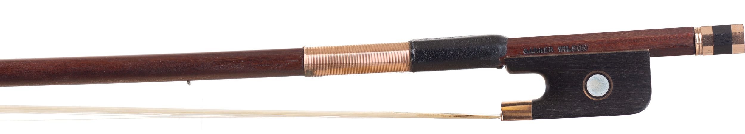 A gold-mounted cello bow by Garner Wilson, England — frog