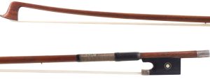 A silver-mounted violin bow by Paul Bisch, France — head and frog