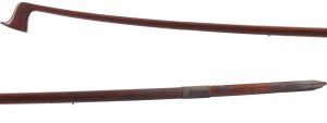 A violin bow stick by Victor Fétique, France — head and frog