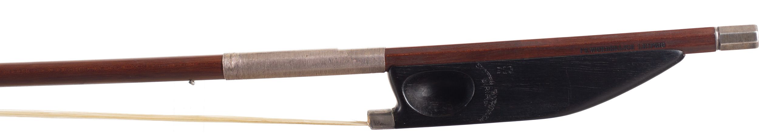 A silver-mounted violin bow by Fr. Wunderlich, Germany — frog