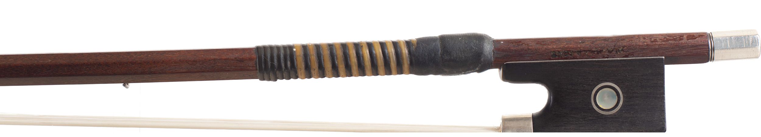 A silver-mounted viola bow by W. E. Hill & Sons, England — frog
