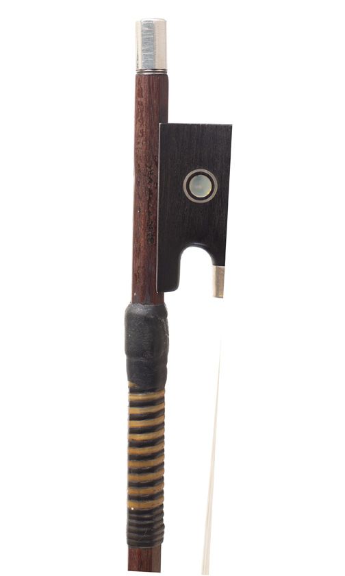 A silver-mounted viola bow by W. E. Hill & Sons, England — frog detail