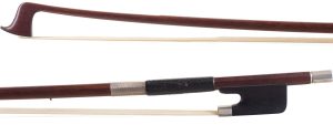A silver-mounted viola bow by Johann Stüber, Holland — head and frog