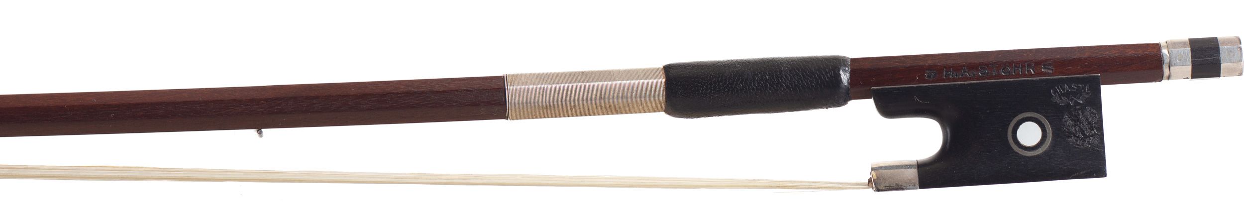 A silver-mounted violin bow by H. A. Stöhr, Germany — frog