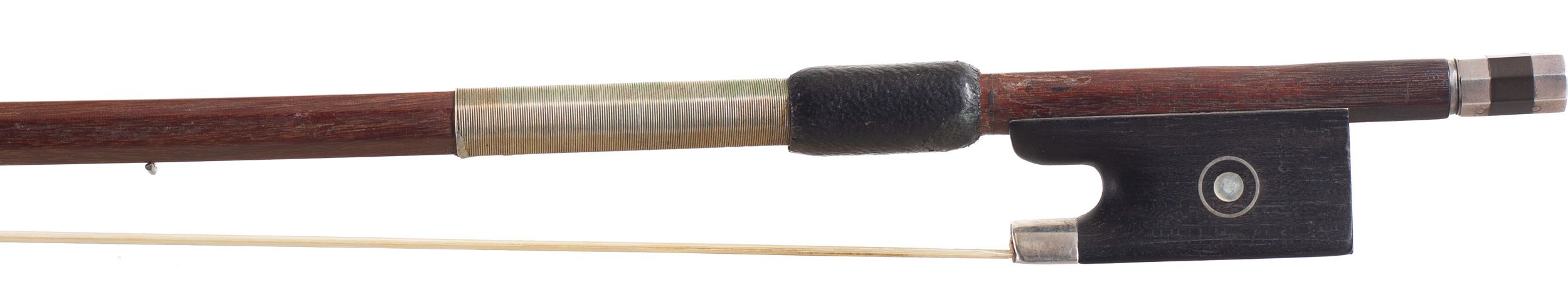 A silver-mounted violin bow by H. R. Pfretzschner, Germany — frog