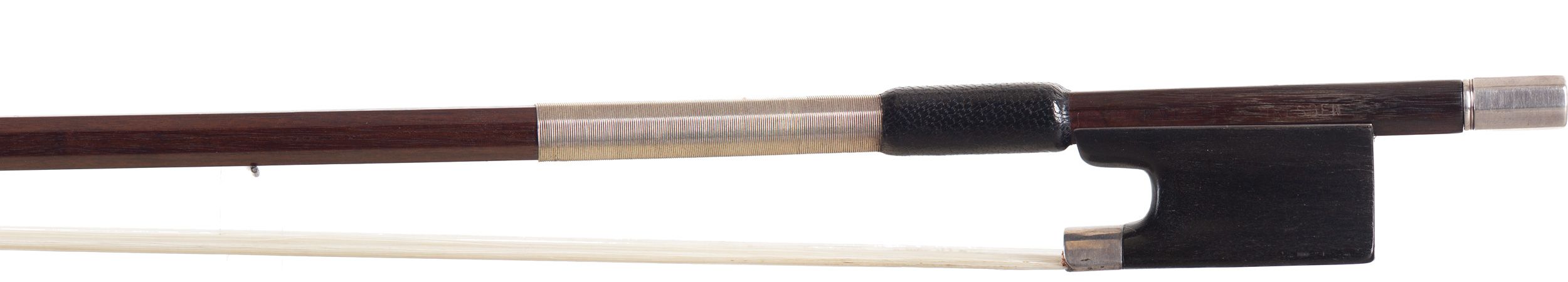 A silver-mounted violin bow by Richard Weichold, Germany — frog